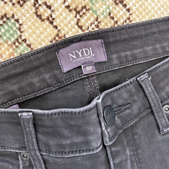 NYDJ Trinity Crop Boot Jeans 8 8P 29 Black Raw Hem Kick Flare Bootcut - Picture 7 of 7